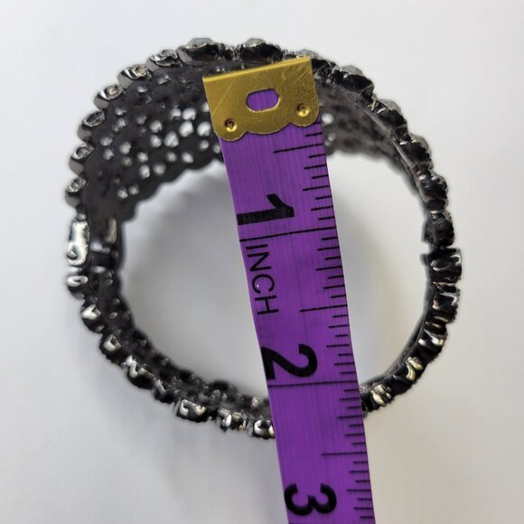 Gorgeous Hematite Rhinestone Wide Cuff Bracelet - Picture 9 of 15